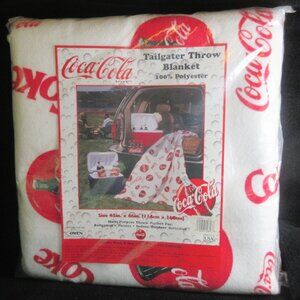 NEW Vintage Coca-Cola Tailgater Throw Blanket 45" x 66" Red White Black